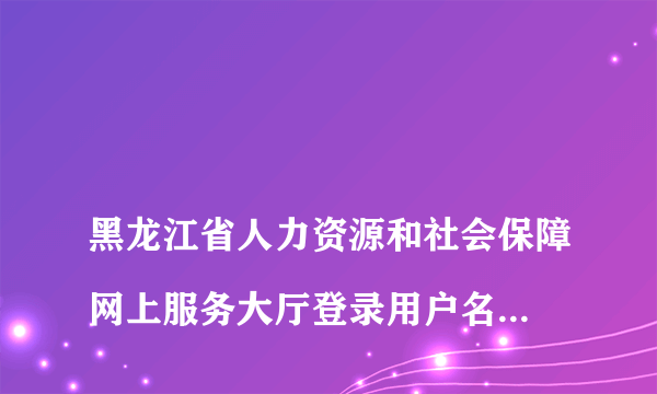 
黑龙江省人力资源和社会保障网上服务大厅登录用户名与密钥信息不一致
