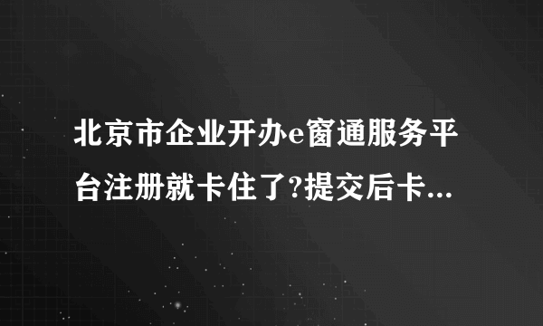 北京市企业开办e窗通服务平台注册就卡住了?提交后卡这里不动了。一直这样，怎么解决