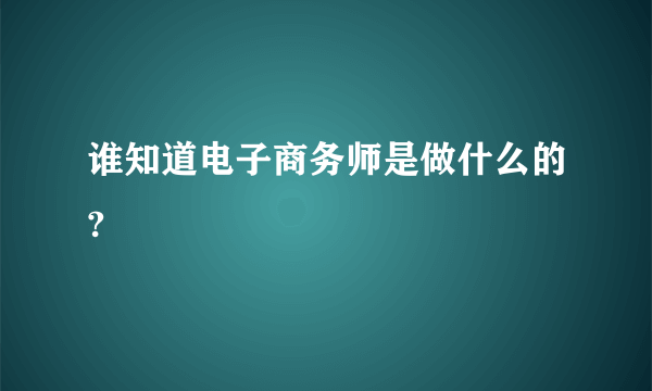 谁知道电子商务师是做什么的?