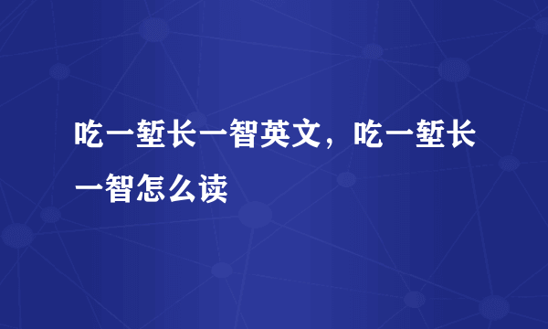 吃一堑长一智英文，吃一堑长一智怎么读