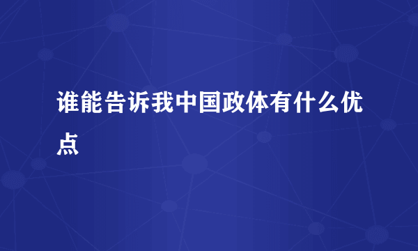 谁能告诉我中国政体有什么优点