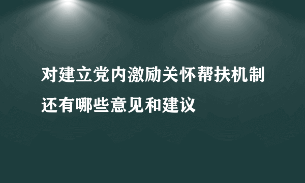 对建立党内激励关怀帮扶机制还有哪些意见和建议