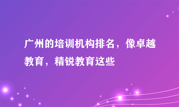 广州的培训机构排名，像卓越教育，精锐教育这些