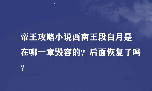 帝王攻略小说西南王段白月是在哪一章毁容的？后面恢复了吗？