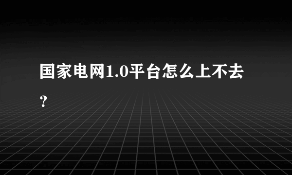 国家电网1.0平台怎么上不去？