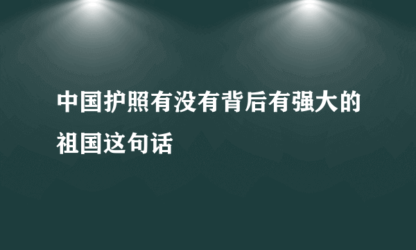 中国护照有没有背后有强大的祖国这句话