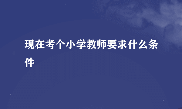 现在考个小学教师要求什么条件