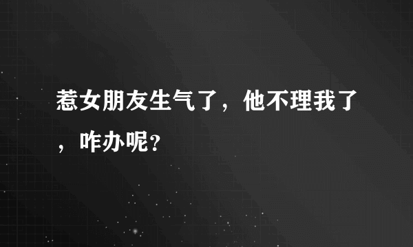 惹女朋友生气了，他不理我了，咋办呢？