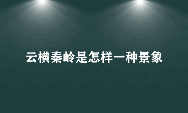 云横秦岭是怎样一种景象