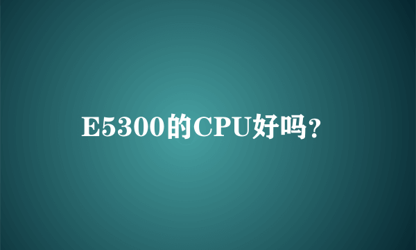 E5300的CPU好吗？