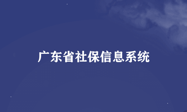 广东省社保信息系统