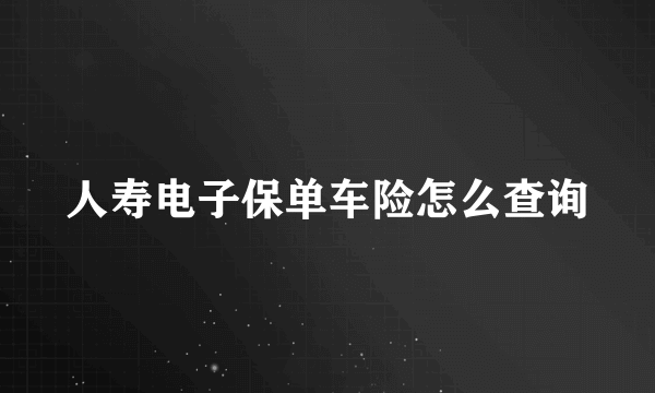 人寿电子保单车险怎么查询