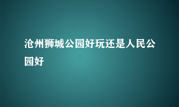 沧州狮城公园好玩还是人民公园好