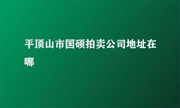 平顶山市国硕拍卖公司地址在哪