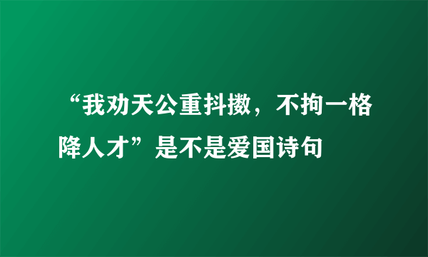 “我劝天公重抖擞，不拘一格降人才”是不是爱国诗句