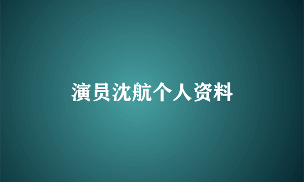 演员沈航个人资料