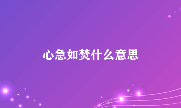 心急如焚什么意思