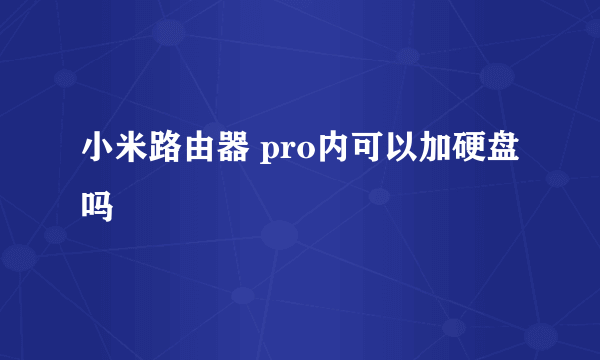 小米路由器 pro内可以加硬盘吗