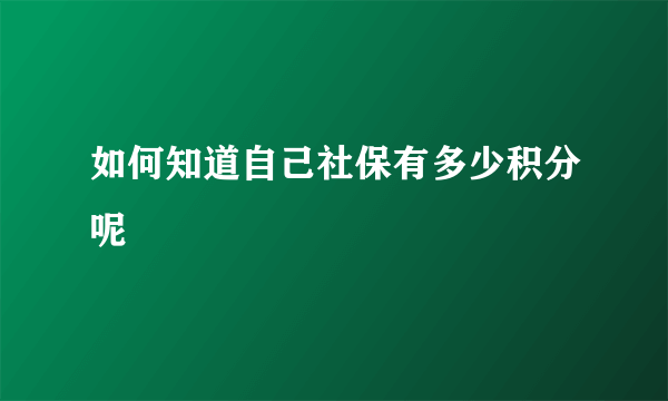 如何知道自己社保有多少积分呢