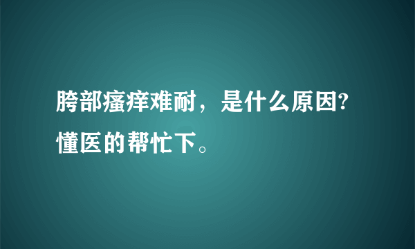 胯部瘙痒难耐，是什么原因?懂医的帮忙下。