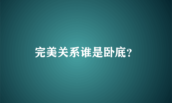 完美关系谁是卧底？