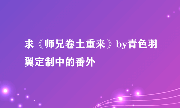 求《师兄卷土重来》by青色羽翼定制中的番外