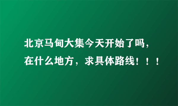 北京马甸大集今天开始了吗，在什么地方，求具体路线！！！