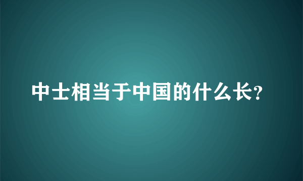 中士相当于中国的什么长？