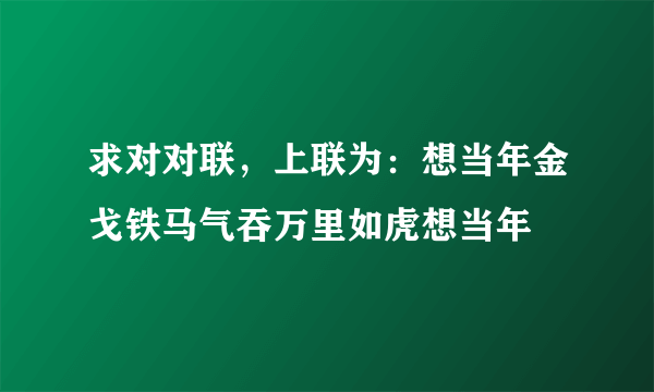 求对对联，上联为：想当年金戈铁马气吞万里如虎想当年