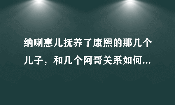 纳喇惠儿抚养了康熙的那几个儿子，和几个阿哥关系如何，和雍正关系如何？