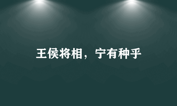 王侯将相，宁有种乎