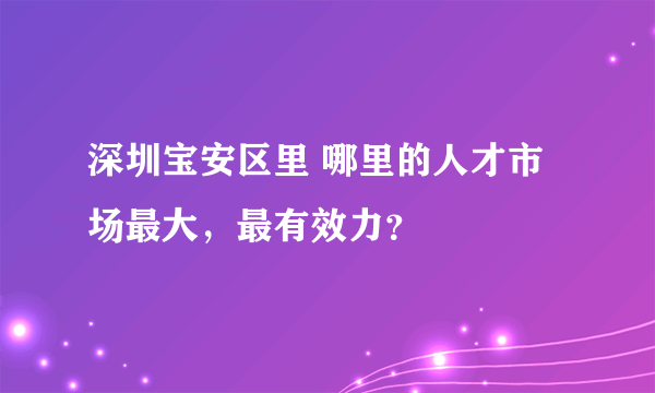 深圳宝安区里 哪里的人才市场最大，最有效力？