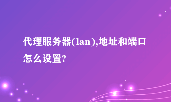 代理服务器(lan),地址和端口怎么设置?