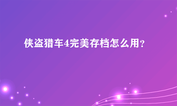 侠盗猎车4完美存档怎么用？