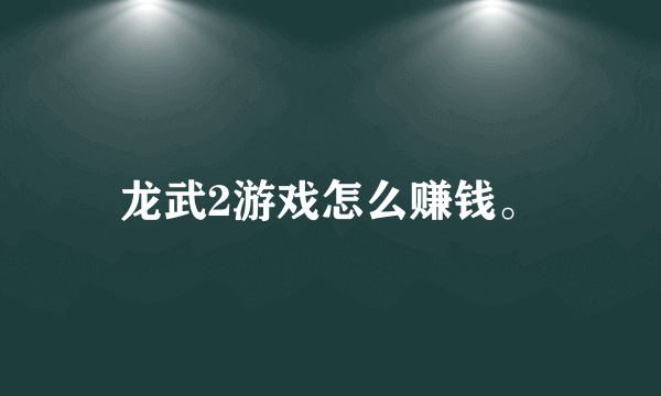 龙武2游戏怎么赚钱。