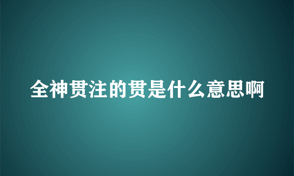 全神贯注的贯是什么意思啊