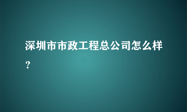 深圳市市政工程总公司怎么样？