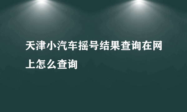 天津小汽车摇号结果查询在网上怎么查询