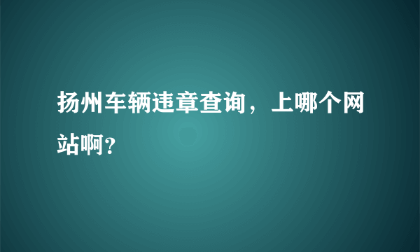 扬州车辆违章查询，上哪个网站啊？