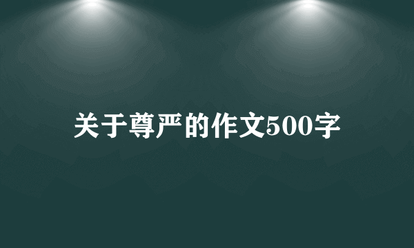 关于尊严的作文500字