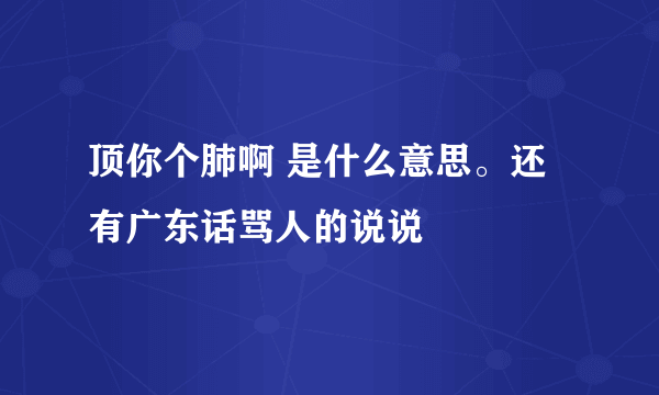 顶你个肺啊 是什么意思。还有广东话骂人的说说