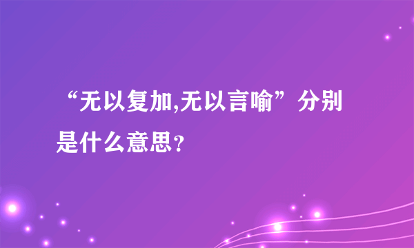 “无以复加,无以言喻”分别是什么意思？