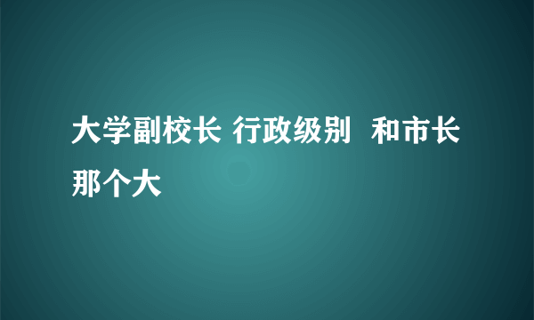 大学副校长 行政级别  和市长那个大