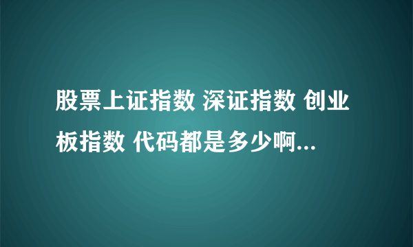 股票上证指数 深证指数 创业板指数 代码都是多少啊 如何在通达信查看