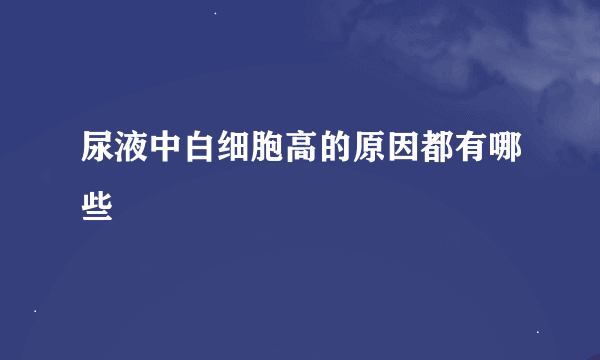 尿液中白细胞高的原因都有哪些