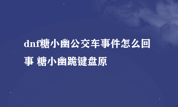 dnf糖小幽公交车事件怎么回事 糖小幽跪键盘原