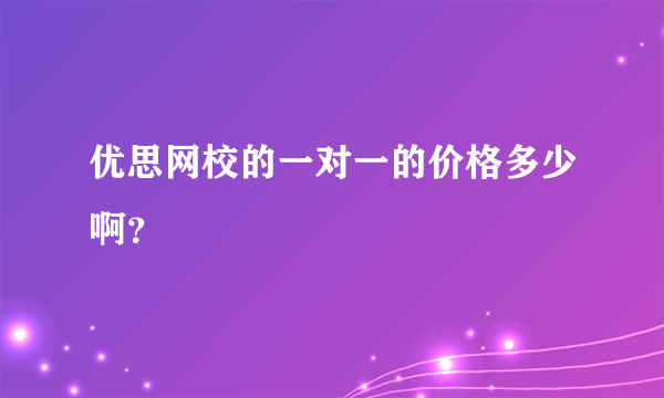 优思网校的一对一的价格多少啊？