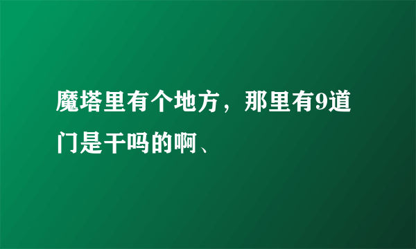 魔塔里有个地方，那里有9道门是干吗的啊、