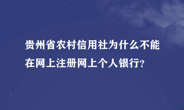 贵州省农村信用社为什么不能在网上注册网上个人银行？