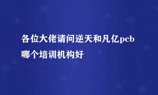 各位大佬请问逆天和凡亿pcb哪个培训机构好